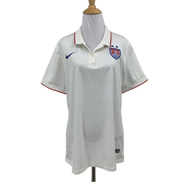 Nike Polo Shirt Womens XL Extra Large White Red Team USA World Cup Soccer Jersey - Picture 1 of 11